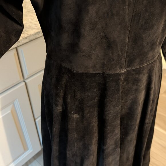 Black Pig Suede Dress Maxi, Long Sleeves, Vintage, Sz 12, Bonwit Teller Designer - Picture 6 of 11